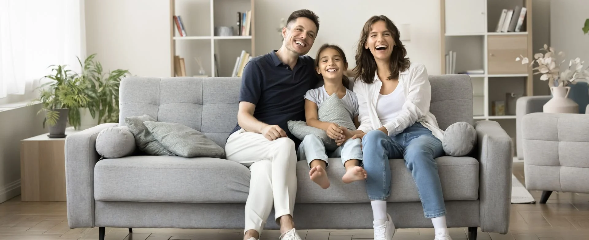 Orange County cleaning services: An Orange County family enjoying a bright, professionally cleaned home